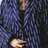 FUCHSIA JACQUARD BOMBER STYLE JACKET - REVERSIBLE IN BLACK VELVET FABRIC - CONTRASTING POCKETS