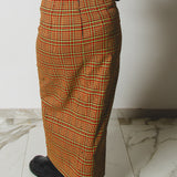 7 - ALMA Skirt – Gonna couture sartoriale in cotone arancione e verde   TG 2 - 40 -42