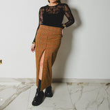 7 - ALMA Skirt – Gonna couture sartoriale in cotone arancione e verde   TG 2 - 40 -42
