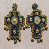 Body necklace with cascading chains - in gold-colored steel