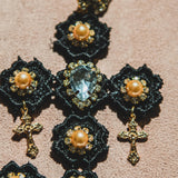 Body necklace with cascading chains - in gold-colored steel