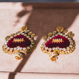 Body necklace with cascading chains - in gold-colored steel