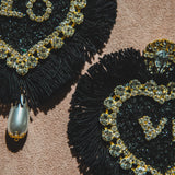 Body necklace with cascading chains - in gold-colored steel