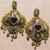 Body necklace with cascading chains - in gold-colored steel