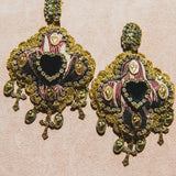 Body necklace with cascading chains - in gold-colored steel