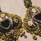 Body necklace with cascading chains - in gold-colored steel