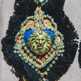 Body necklace with cascading chains - in gold-colored steel