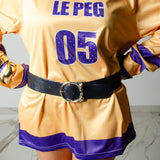 8 - Cintura Vintage in Vera Pelle Nera con Fibbia Gioiello – Stile Western Couture - 100 CM