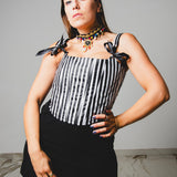 Semi-transparent tailored Margot shirt with geometric pattern