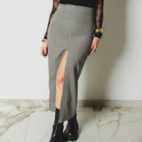 8 - ALMA Skirt – Gonna couture sartoriale in lana vergine pied-de-poule   TG 1 38- 40
