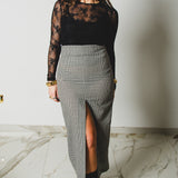 8 - ALMA Skirt – Gonna couture sartoriale in lana vergine pied-de-poule   TG 1 38- 40