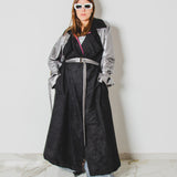 8 - Trench Sartoriale Oversize “Watson” – Ecopelle Argento e Camoscino | Pezzo Unico