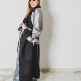 8 - Trench Sartoriale Oversize “Watson” – Ecopelle Argento e Camoscino | Pezzo Unico