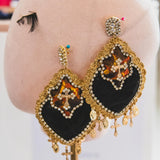 Body necklace with cascading chains - in gold-colored steel