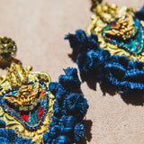 Body necklace with cascading chains - in gold-colored steel