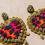 Body necklace with cascading chains - in gold-colored steel