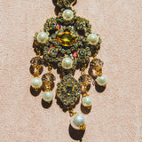 Body necklace with cascading chains - in gold-colored steel