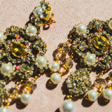 Body necklace with cascading chains - in gold-colored steel