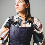 Semi-transparent tailored Margot shirt with geometric pattern