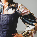 Semi-transparent tailored Margot shirt with geometric pattern
