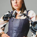 Semi-transparent tailored Margot shirt with geometric pattern