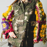 9 - WILD BLOOM – Giacca Remade Camouflage con Maniche Handmade M/L