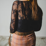 9 - ALMA Skirt – Gonna couture sartoriale in lana vergine principe di Galles beige e rosa   TG 2 - 40 -42