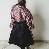 9 - Trench sartoriale oversize " WATSON" - Pezzo Unico - nero con maniche broccato rosa