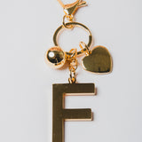 Portachiavi / Charms dorato per borsa con lettera iniziale F